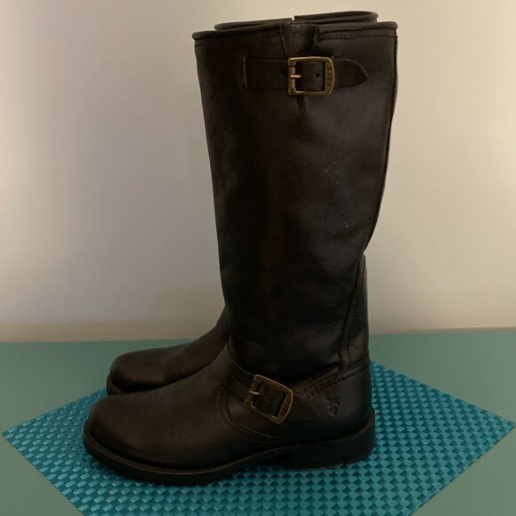 Frye Leather Buckle Boots Women Size 8 - Picture 3 of 15
